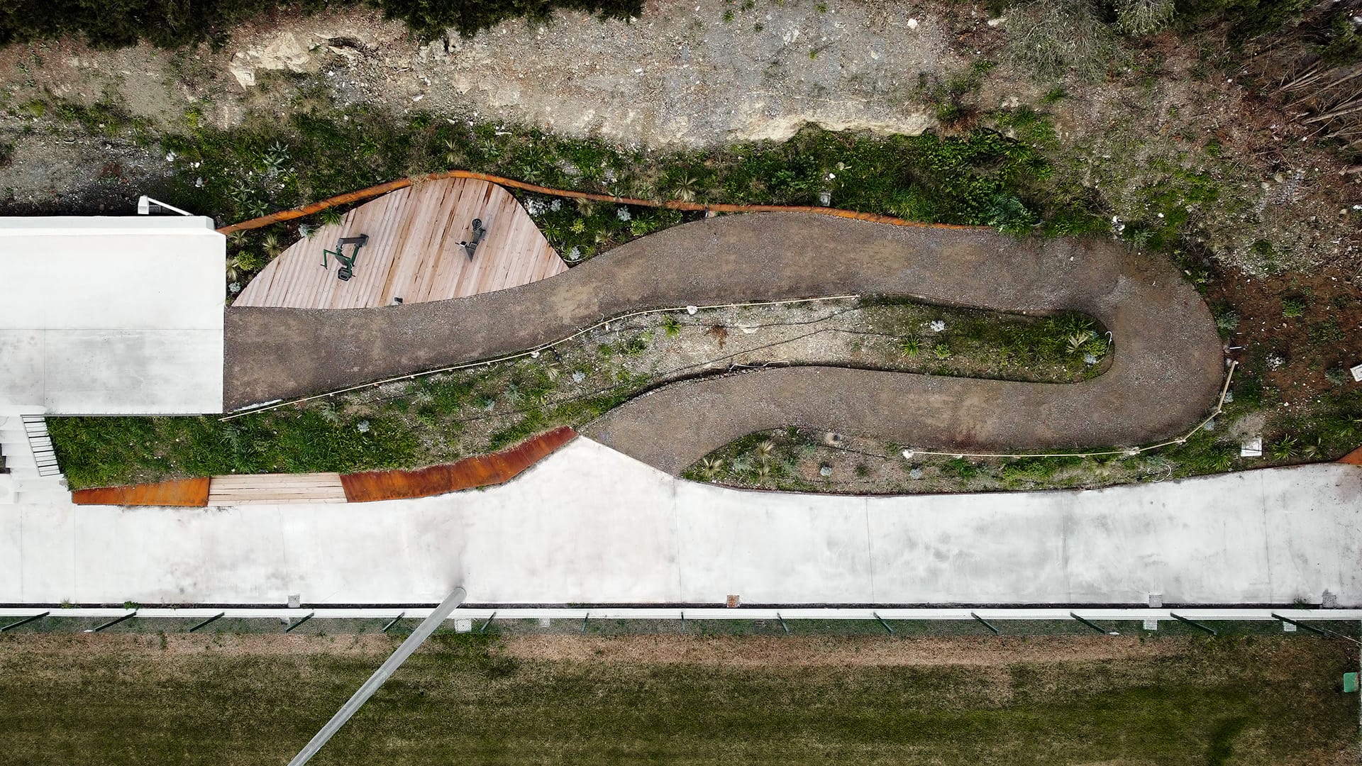 Vista dall'alto di un percorso sportivo all'aperto